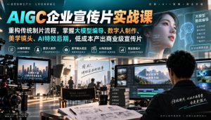 AIGC企业宣传片实战课,重构传统制片流程,掌握大模型编导、数字人制作、美学镜头、AI特效后期,低成本产出商业级宣传片-第一资源库