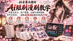 抖音某大佬的Ai短剧漫剧教学,从选文改文、资产搭建、分镜生成到剪辑、多平台发布,一部剧41集5亿播放变现几十W-第一资源库