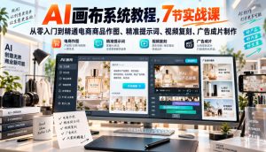 AI画布系统教程,7节实战课从零入门到精通电商商品作图、精准提示词、视频复刻、广告成片制作-第一资源库