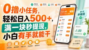 0撸小任务,轻松日入500+,满一块秒提现,小白有手就能干【揭秘】-第一资源库