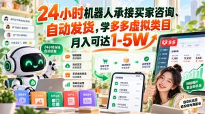 24小时机器人承接买家咨询、自动发货，学多多虚拟类目月入可达1-5W【揭秘】-第一资源库