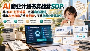 【无水印】AI商业计划书实战营SOP,跳出PPT低价内卷,吃透商业逻辑,借助AI全自动产出专业BP,打造高溢价接单副业-第一资源库