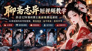 聊斋志异短视频教学，抖音12W粉丝博主狐面娘精选课程，AI原创国风系列短视频，精选独家丨起号收徒丨接商单等-第一资源库