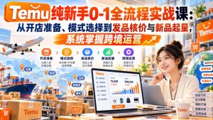 【无水印】Temu纯新手0-1全流程实战课:从开店准备、模式选择到发品核价与新品起量,系统掌握跨境运营-第一资源库