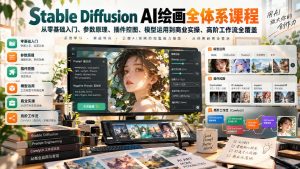 【无水印】Stable Diffusion AI绘画全体系课程,从零基础入门、参数原理、插件控图、模型运用到商业实操、高阶工作流全覆盖-第一资源库