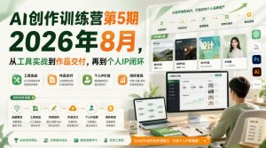 AI创作训练营第5期2026年8月，从工具实战到作品交付，再到个人IP闭环（更新0904）-第一资源库