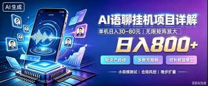 AI聊天挂G项目，日入800+，适用个人副业，支持工作室矩阵操作，放大收益【揭秘】-第一资源库