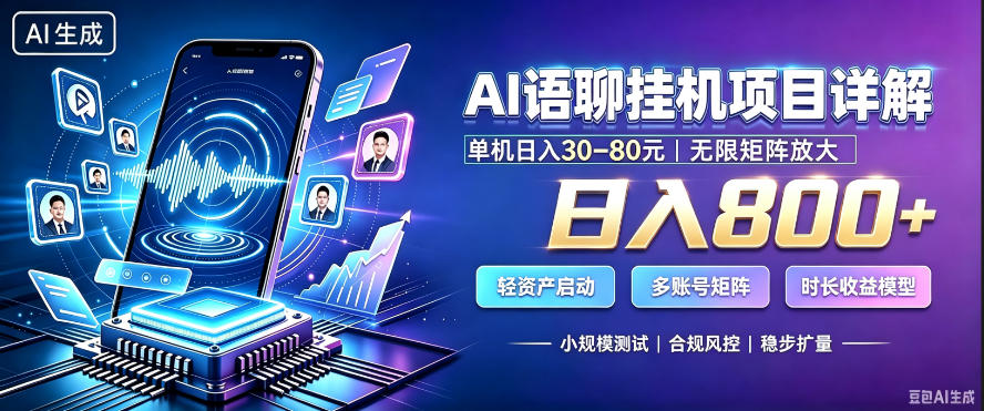 AI聊天挂G项目，日入800+，适用个人副业，支持工作室矩阵操作，放大收益【揭秘】-第一资源库