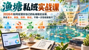 渔塘私域实战课，2026年如何经营好自己的私域稳定业绩，学会蓄水、养鱼、培育、转化，不再一次性收割客户-第一资源库