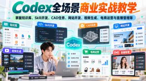 【无水印】Codex全场景商业实战教学，掌握知识库、Skill开发、CAD任务、网站开发、视频生成、电商运营与直播管理等-第一资源库