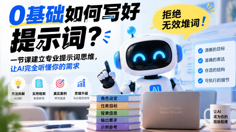 0基础如何写好提示词，拒绝无效堆词！一节课建立专业提示词思维，让AI完全听懂你的需求-第一资源库