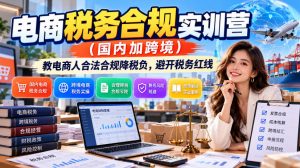 电商税务合规实训营（国内加跨境），教电商人合法合规降税负，避开税务红线-第一资源库