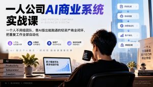 一人公司AI商业系统实战课，一个人不用组团队，靠AI搭出能跑通的轻资产商业闭环，把重复工作全部自动化-第一资源库