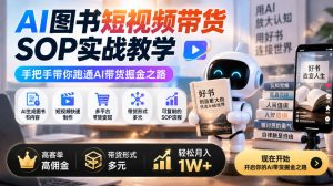 AI图书短视频带货SOP实战教学，手把手带你跑通AI带货掘金之路，高客单高佣金，带货形式多元，轻松月入1W+-第一资源库