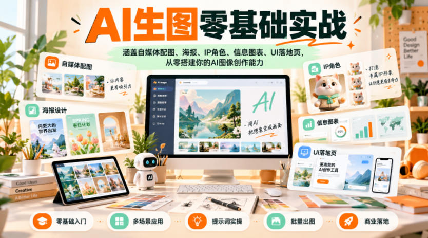 AI生图零基础实战，涵盖自媒体配图、海报、IP角色、信息图表、UI落地页，从零搭建你的AI图像创作能力-第一资源库