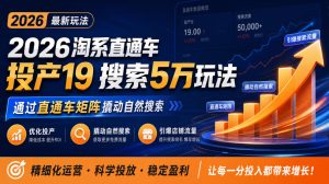 2026淘系直通车投产19搜索5万玩法,通过直通车矩阵撬动自然搜索,帮助商家优化投产,引爆店铺搜索流量-第一资源库