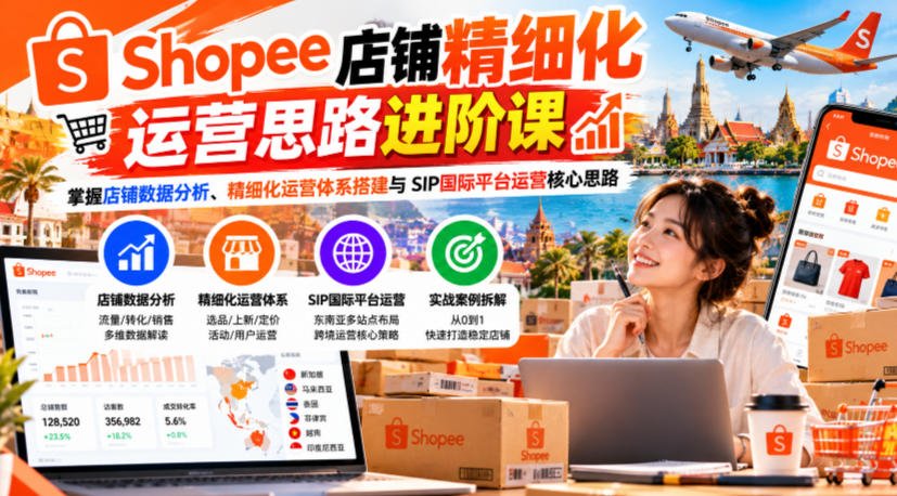 Shopee店铺精细化运营思路进阶课，掌握店铺数据分析、精细化运营体系搭建与SIP国际平台运营核心思路-第一资源库