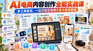 【无水印】AI电商内容创作全能实战课|多工具联动,一站式搞定电商文案与视觉素材-第一资源库
