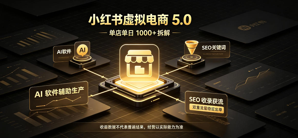 小红书虚拟电商5.0，单店单日1000+，AI软件+SEO收录，双重流量稳定出单【揭秘】-多金部落-社群网课资源站