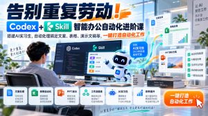 告别重复劳动！Codex+Skill智能办公自动化进阶课｜搭建AI实习生，自动处理搞定文案、表格、演示文稿等，一键打造自动化工作-第一资源库