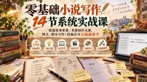 零基础小说写作14节系统实战课,搭建故事框架,积累创作灵感,网文、剧本写作+投稿出书全链路教学-第一资源库