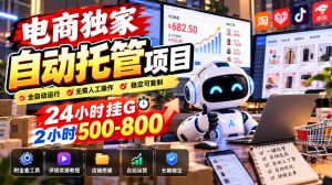 电商独家自动托管项目,24小时挂G,2小时500-800,附全套工具【揭秘】-第一资源库