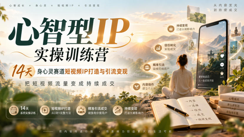 心智型IP实操训练营｜14天身心灵赛道短视频IP打造与引流变现，把短视频流量变成持续成交-第一资源库