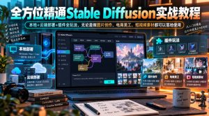 全方位精通Stable Diffusion实战教程｜本地+云端部署+插件全玩法，无论是做图片创作、电商美工、短视频素材都可以落地使用-第一资源库