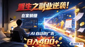 重生之副业逆袭！在家躺赚AI自动跑广告日入400+，无需人工操作【揭秘】-第一资源库
