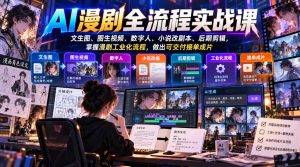 AI漫剧全流程实战课，文生图、图生视频、数字人、小说改剧本、后期剪辑，掌握漫剧工业化流程，做出可交付接单成片-第一资源库
