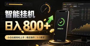 零值守智能挂G，副业高效增收居家智能挂G，新手也能日入800【揭秘】-第一资源库