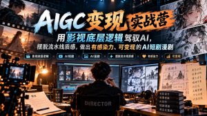 AIGC变现实战营，用影视底层逻辑驾驭AI，摆脱流水线质感，做出有感染力、可变现的AI短剧漫剧-第一资源库