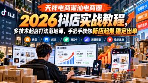 天祥电商潮汕电商圈｜2026抖店实战教程，多技术起店打法落地课，手把手教你新店起爆稳定出单-第一资源库