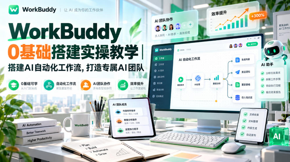 WorkBuddy 0基础搭建实操教学｜搭建AI自动化工作流，打造专属AI团队-第一资源库