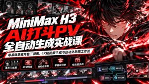 MiniMax H3 AI打斗PV全自动生成实战课:零基础掌握角色三视图、4K级视频生成与自动化跑图工作流-第一资源库