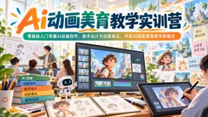 Ai动画美育教学实训营,零基础入门掌握AI动画创作、美术设计与创意表达,开启AI赋能美育教学新模式-第一资源库