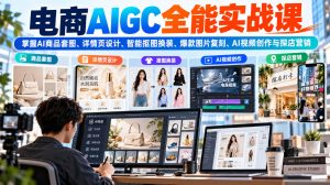 电商AIGC全能实战课:掌握AI商品套图、详情页设计、智能抠图换装、爆款图片复刻、AI视频创作与探店营销-第一资源库