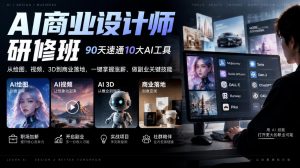 AI商业设计师研修班,90天速通10大AI工具,从绘图、视频、3D到商业落地,一键掌握涨薪、做副业关键技能-第一资源库