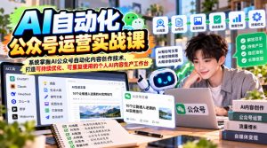 AI自动化公众号运营实战课,系统掌握AI公众号自动化内容创作技术,打造可持续优化、可重复使用的个人AI内容生产工作台-第一资源库