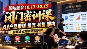 某私董会10.13-10.15闭门密训课，AI产品策划投流销售架构，拆解企业增长落地实战-第一资源库