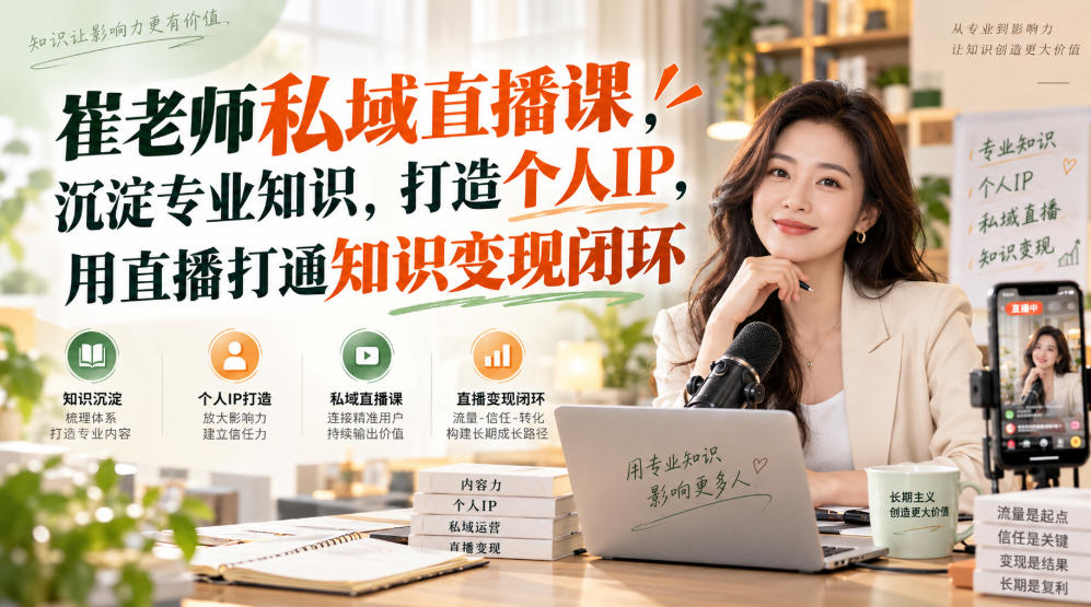 崔老师私域直播课，沉淀专业知识，打造个人IP，用直播打通知识变现闭环-第一资源库